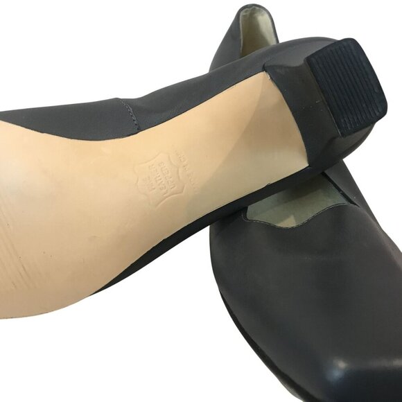 Ros Hommerson Gray Leather Womens Square Toe Pumps Size 7.5 With 2.5" Block Heel - Picture 8 of 9